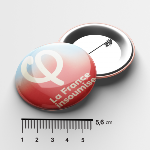 badge "LFI" fond couleur / logo Blanc taille 56 mm