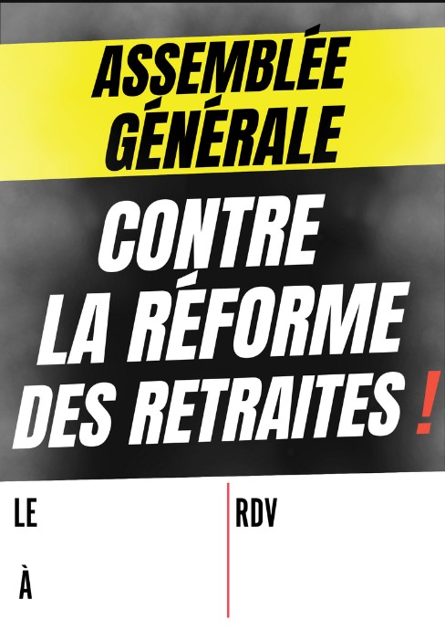 Affiche Assemblée générale contre la réforme des retraites