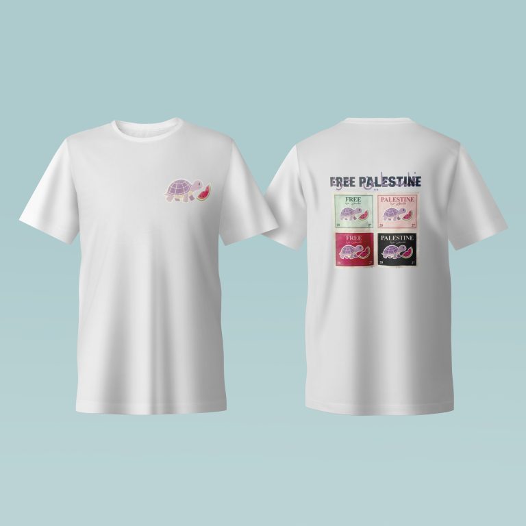 T-shirt Tortue Free Palestine recto/verso